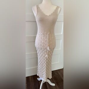 FRESHMAN 1996 Ivory Crochet Boho Hippie Bodycon Dress Size S Women's